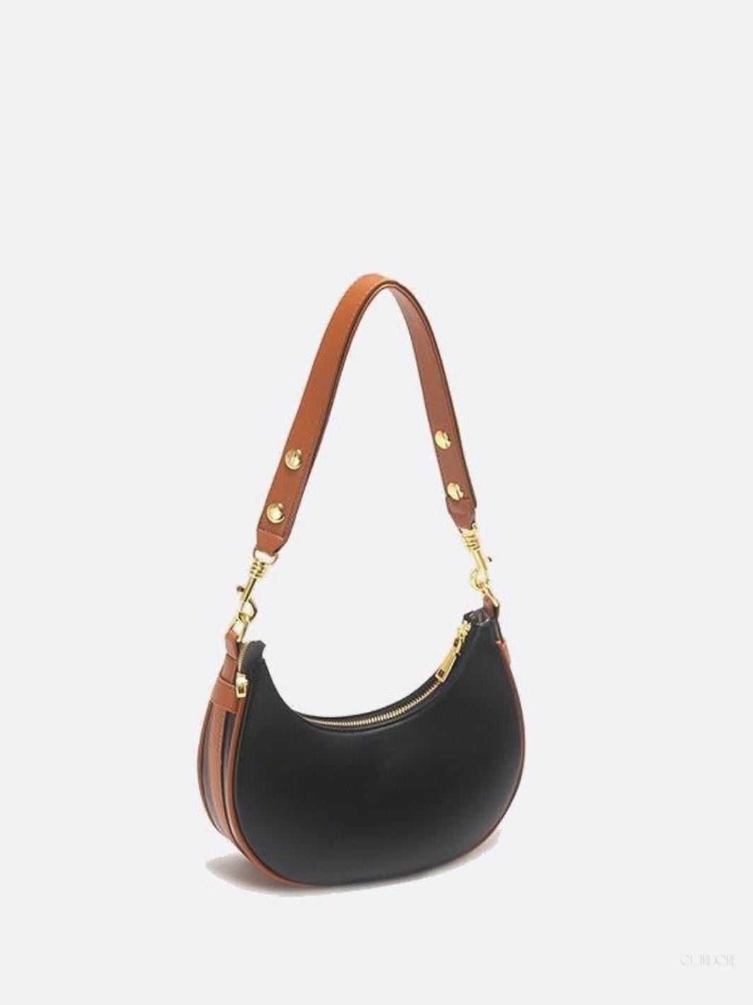 Crescent Shoulder Bag with Gold Hardware – Minimalist Modern Handbag