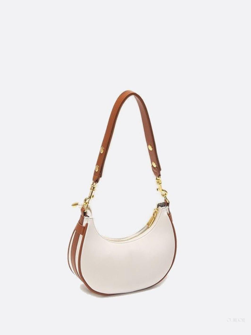 Crescent Shoulder Bag with Gold Hardware – Minimalist Modern Handbag