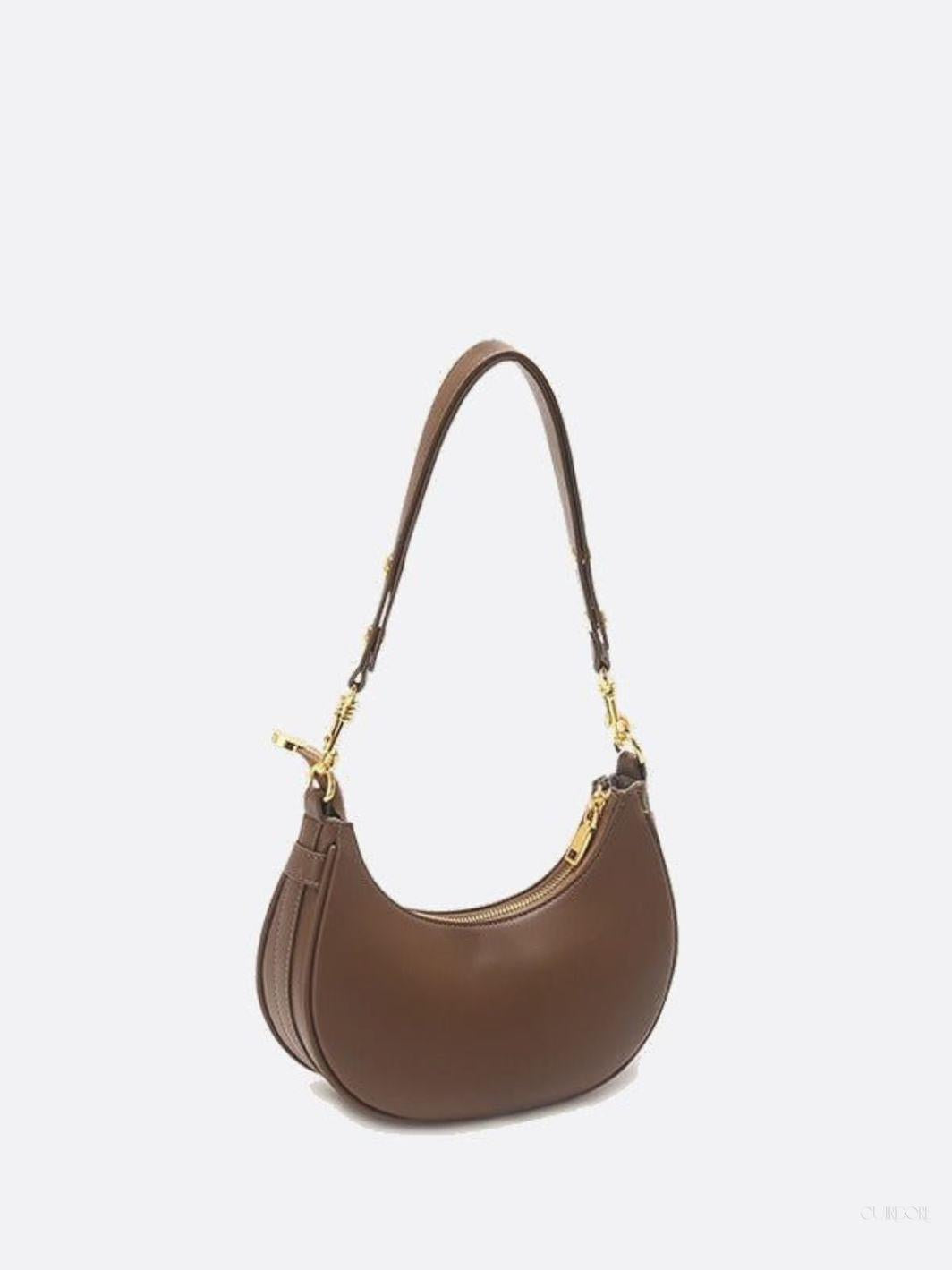 Crescent Shoulder Bag with Gold Hardware – Minimalist Modern Handbag
