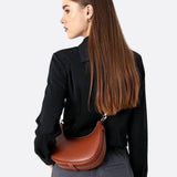 Crescent Shoulder Bag with Gold Hardware – Minimalist Modern Handbag
