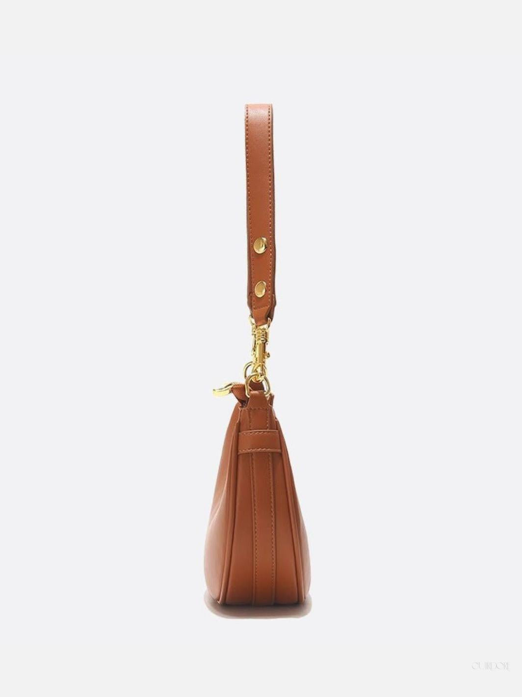 Crescent Shoulder Bag with Gold Hardware – Minimalist Modern Handbag
