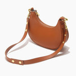 Crescent Shoulder Bag with Gold Hardware – Minimalist Modern Handbag