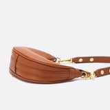 Crescent Shoulder Bag with Gold Hardware – Minimalist Modern Handbag