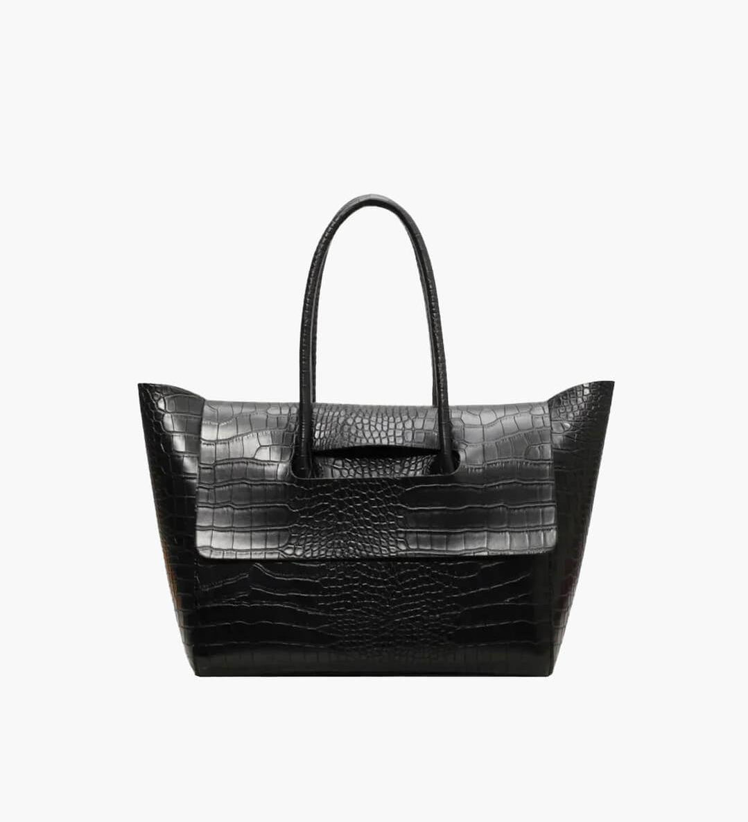 Croc-Texture Tote – Elegant Everyday Carryall