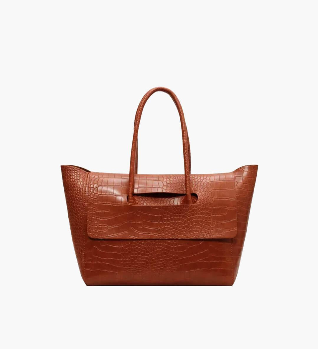 Croc-Texture Tote – Elegant Everyday Carryall