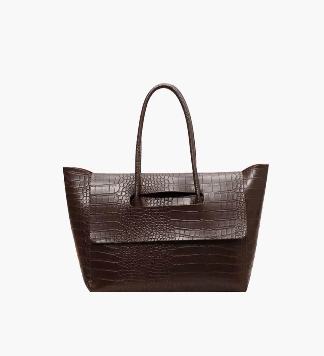 Croc-Texture Tote – Elegant Everyday Carryall