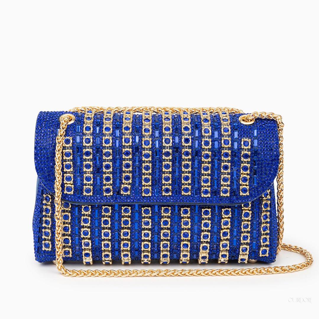 Crystal Evening Bag with Gold Chain – Luxury Statement Clutch