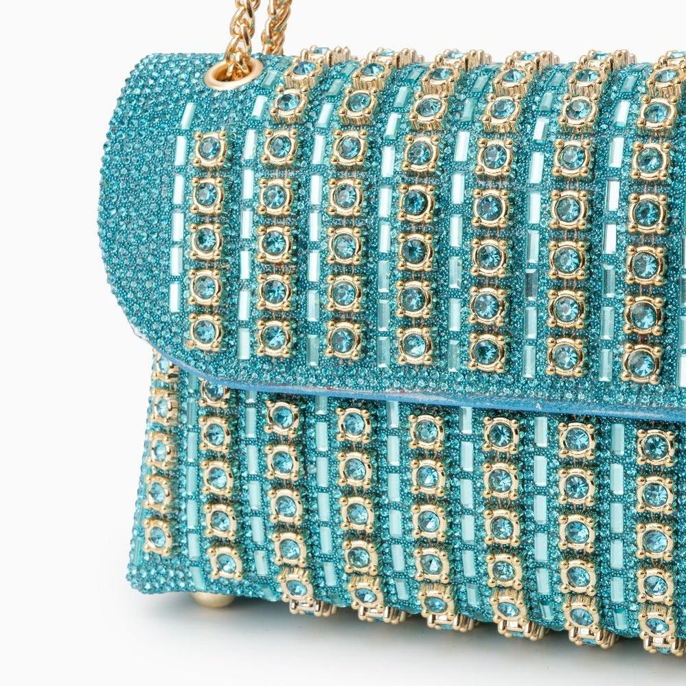 Crystal Evening Bag with Gold Chain – Luxury Statement Clutch
