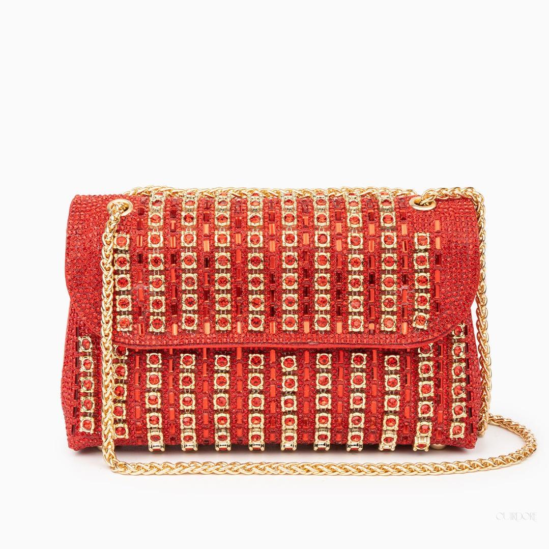 Crystal Evening Bag with Gold Chain – Luxury Statement Clutch