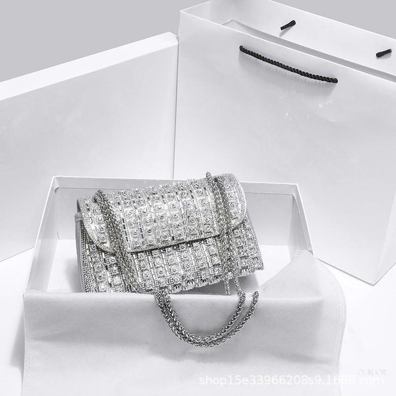 Crystal Evening Bag with Gold Chain – Luxury Statement Clutch