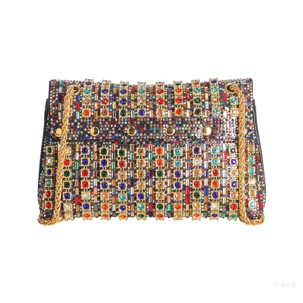 Crystal Evening Bag with Gold Chain – Luxury Statement Clutch