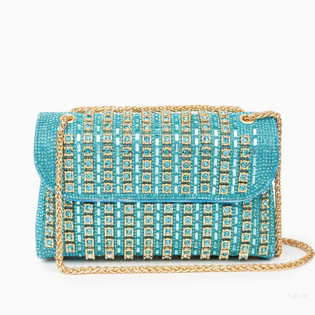 Crystal Evening Bag with Gold Chain – Luxury Statement Clutch