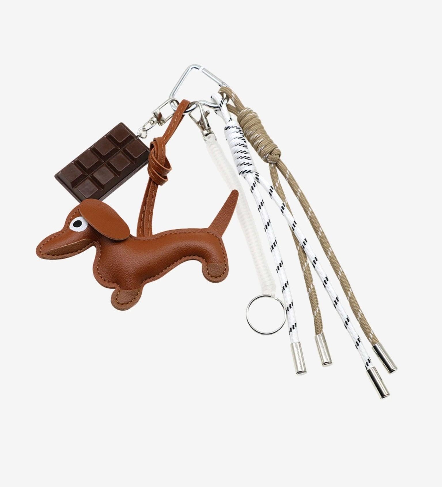 Cute Dachshund Leather Bag Charm Keychain – Playful & Stylish Accessory