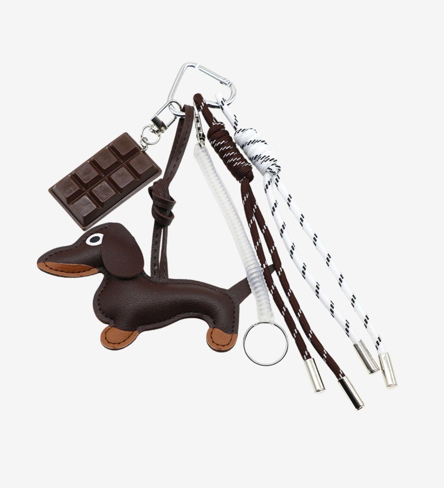 Cute Dachshund Leather Bag Charm Keychain – Playful & Stylish Accessory