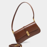 Elegant Baguette Handbag with Gold Lock Closure
