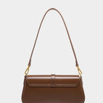Elegant Baguette Handbag with Gold Lock Closure