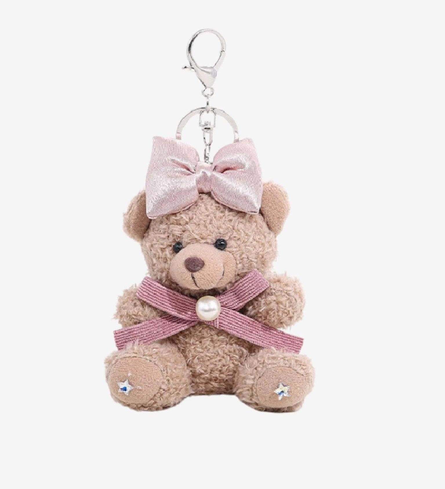 Eowen Pink Bow Teddy Plush Bagcharm – Sweet, Elegant & Charming