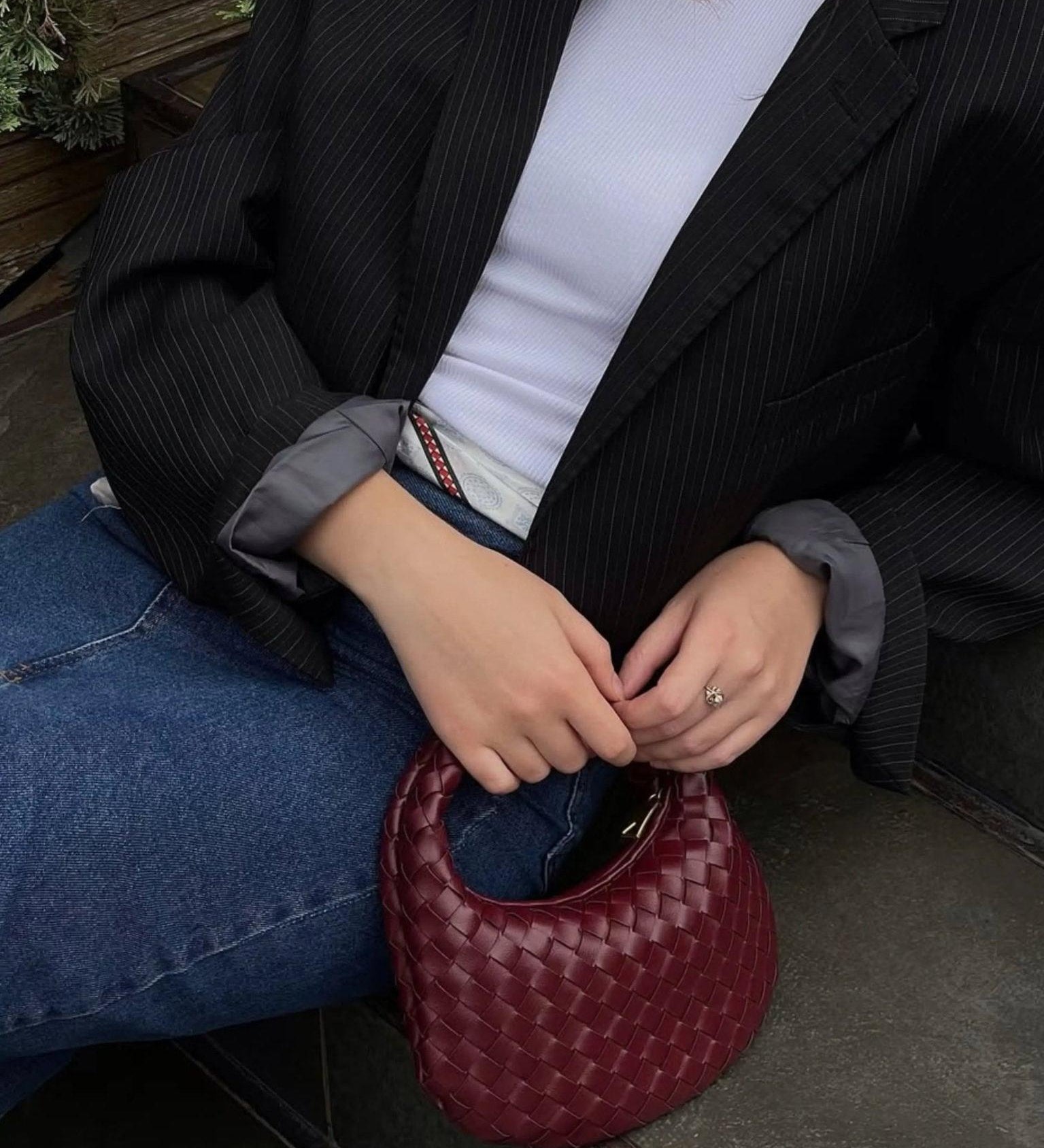 Luxe Woven Handbag – Genuine Leather Designer-Inspired Shoulder Bag for Women