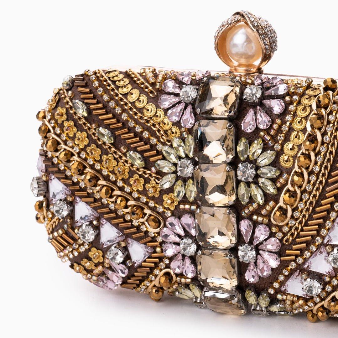Luxury Embellished Evening Clutch – Crystal & Pearl Statement Bag