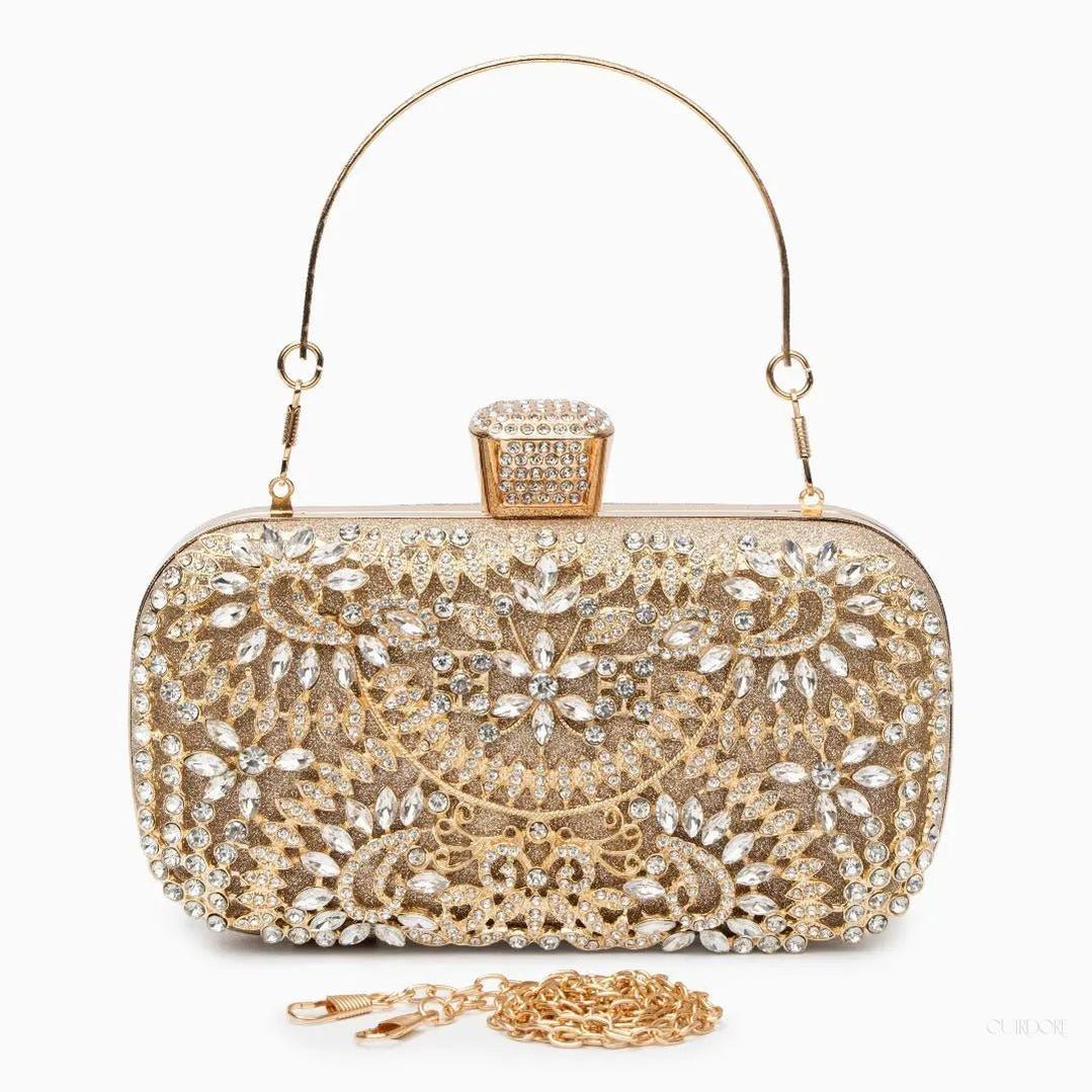 Luxury Gold Crystal Evening Clutch Bag