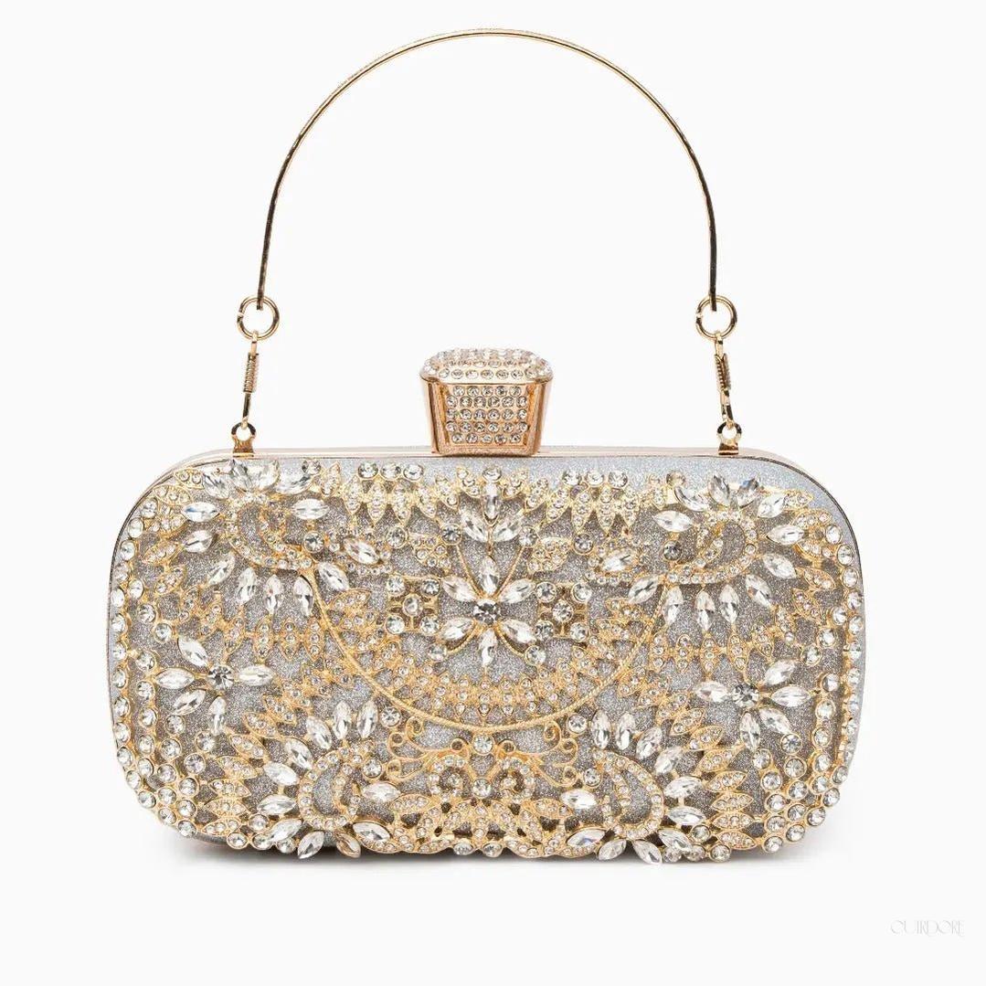 Luxury Gold Crystal Evening Clutch Bag