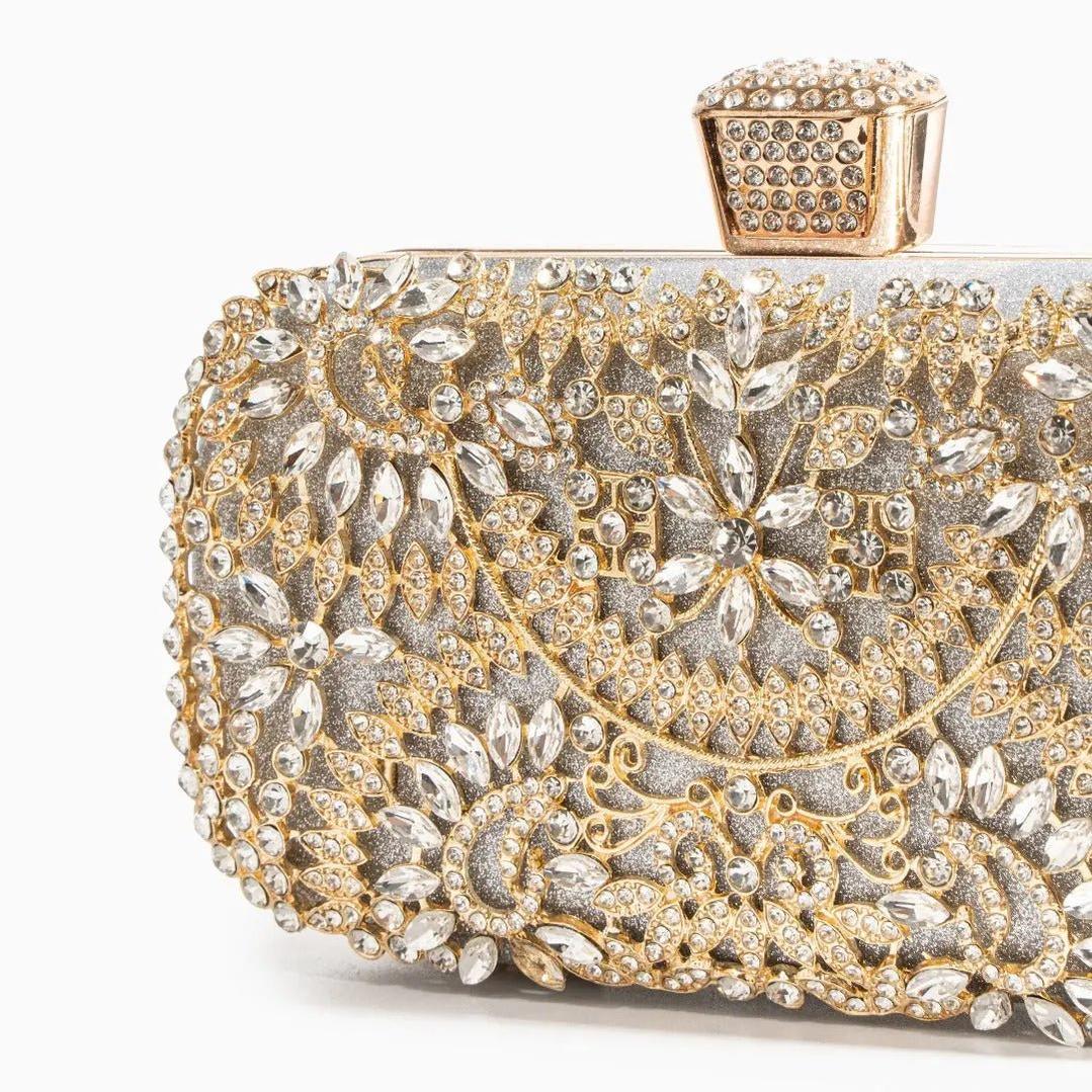 Luxury Gold Crystal Evening Clutch Bag