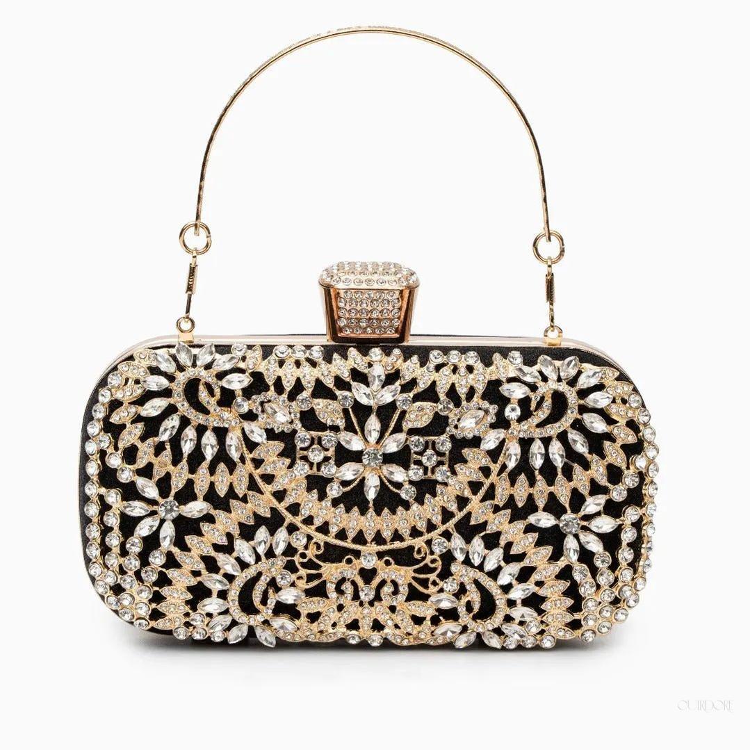 Luxury Gold Crystal Evening Clutch Bag