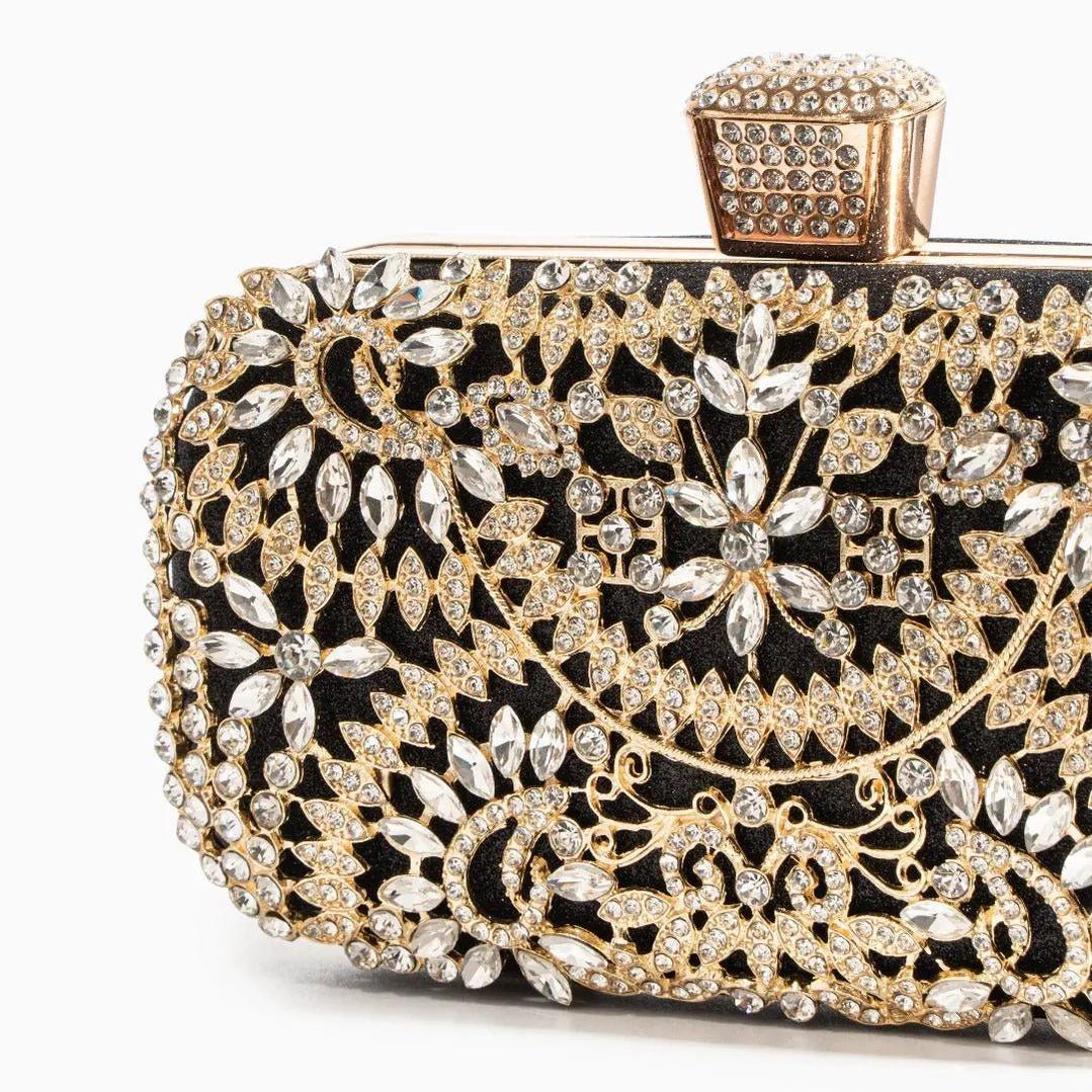 Luxury Gold Crystal Evening Clutch Bag