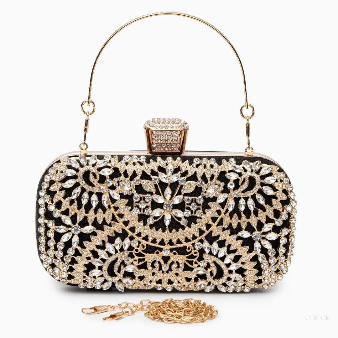Luxury Gold Crystal Evening Clutch Bag