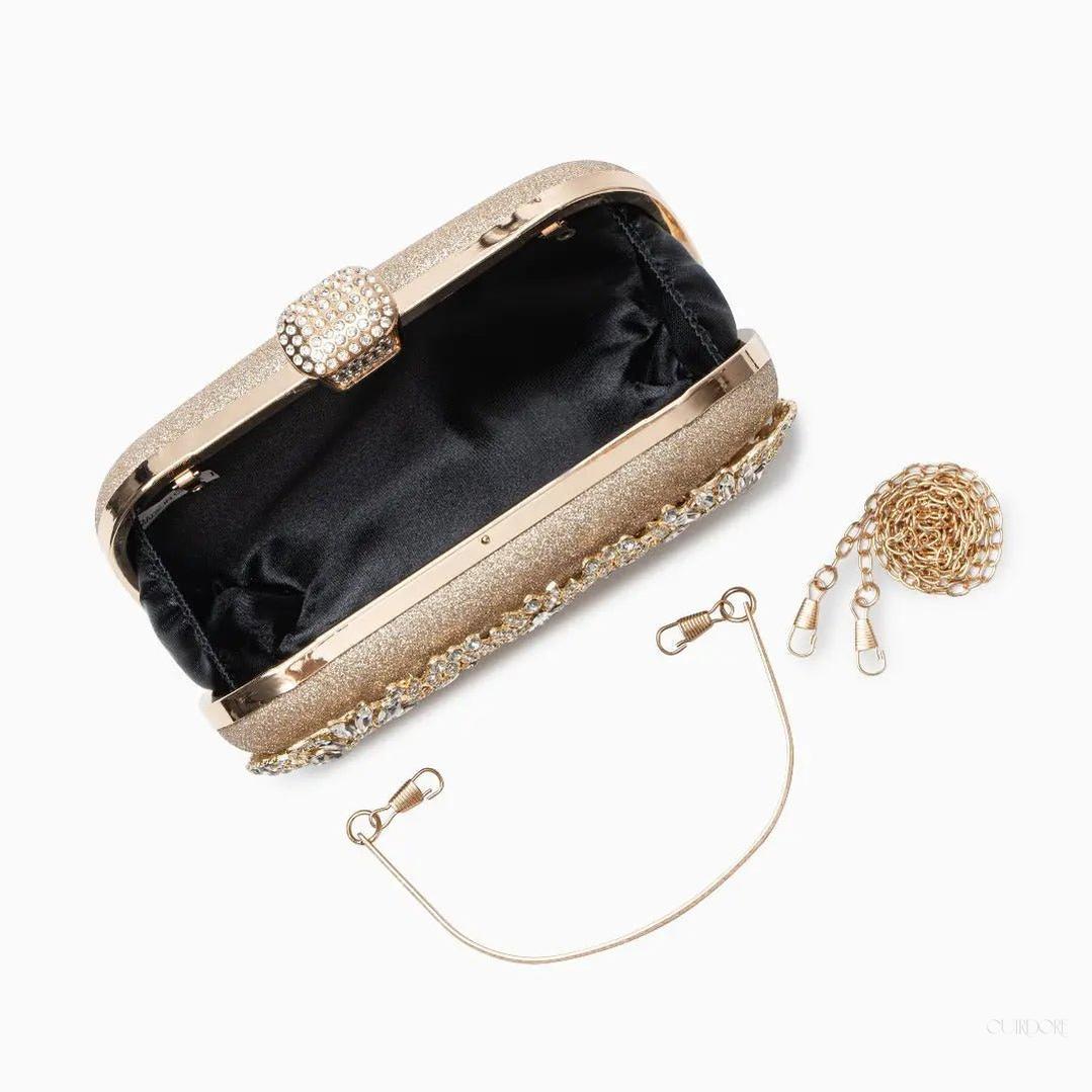Luxury Gold Crystal Evening Clutch Bag