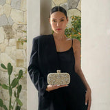 Luxury Gold Crystal Evening Clutch Bag