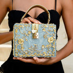 Luxury Gold Ornate Box Handbag — Statement evening elegance