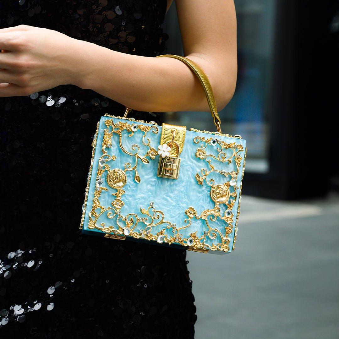 Luxury Gold Ornate Box Handbag — Statement evening elegance