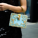 Luxury Gold Ornate Box Handbag — Statement evening elegance