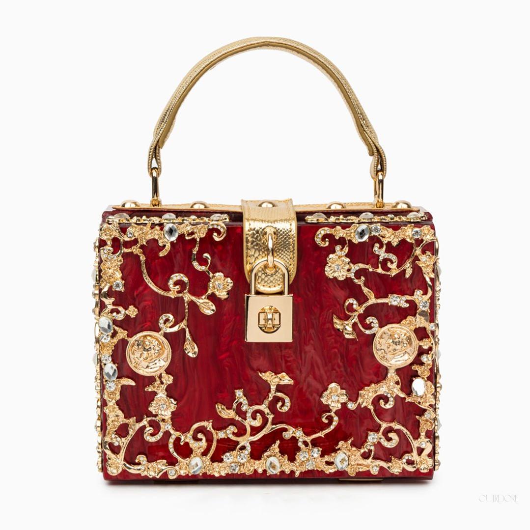 Luxury Gold Ornate Box Handbag — Statement evening elegance