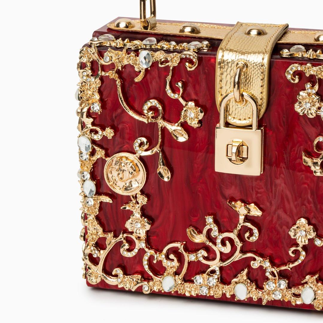 Luxury Gold Ornate Box Handbag — Statement evening elegance