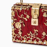 Luxury Gold Ornate Box Handbag — Statement evening elegance