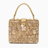Luxury Gold Ornate Box Handbag — Statement evening elegance