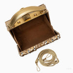 Luxury Gold Ornate Box Handbag — Statement evening elegance