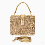 Luxury Gold Ornate Box Handbag — Statement evening elegance
