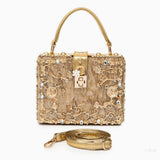 Luxury Gold Ornate Box Handbag — Statement evening elegance