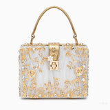 Luxury Gold Ornate Box Handbag — Statement evening elegance