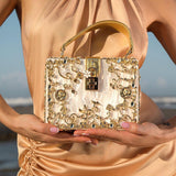 Luxury Gold Ornate Box Handbag — Statement evening elegance