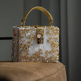Luxury Gold Ornate Box Handbag — Statement evening elegance