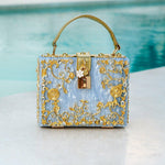 Luxury Gold Ornate Box Handbag — Statement evening elegance