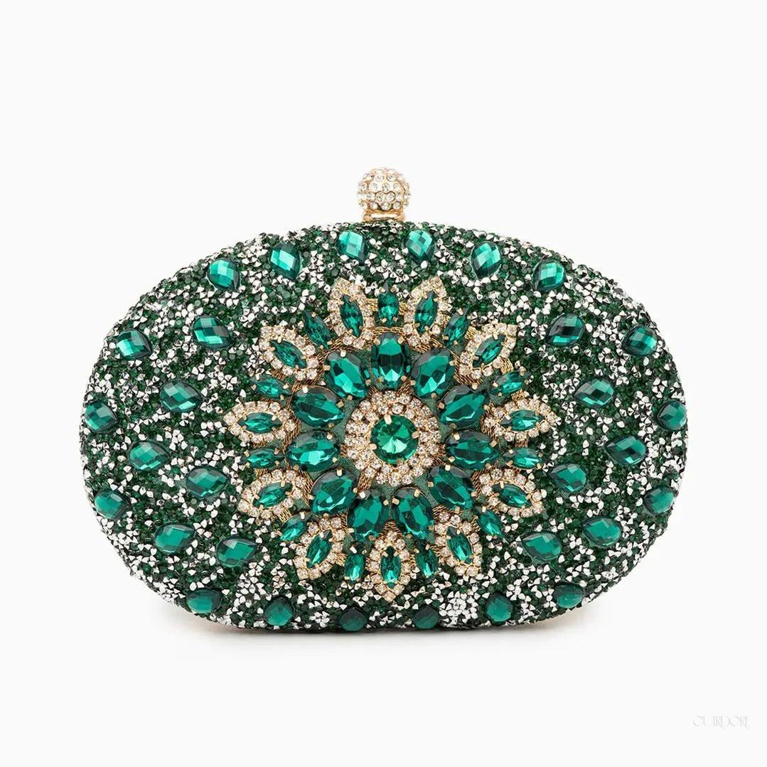 Luxury Pink Crystal Floral Evening Clutch