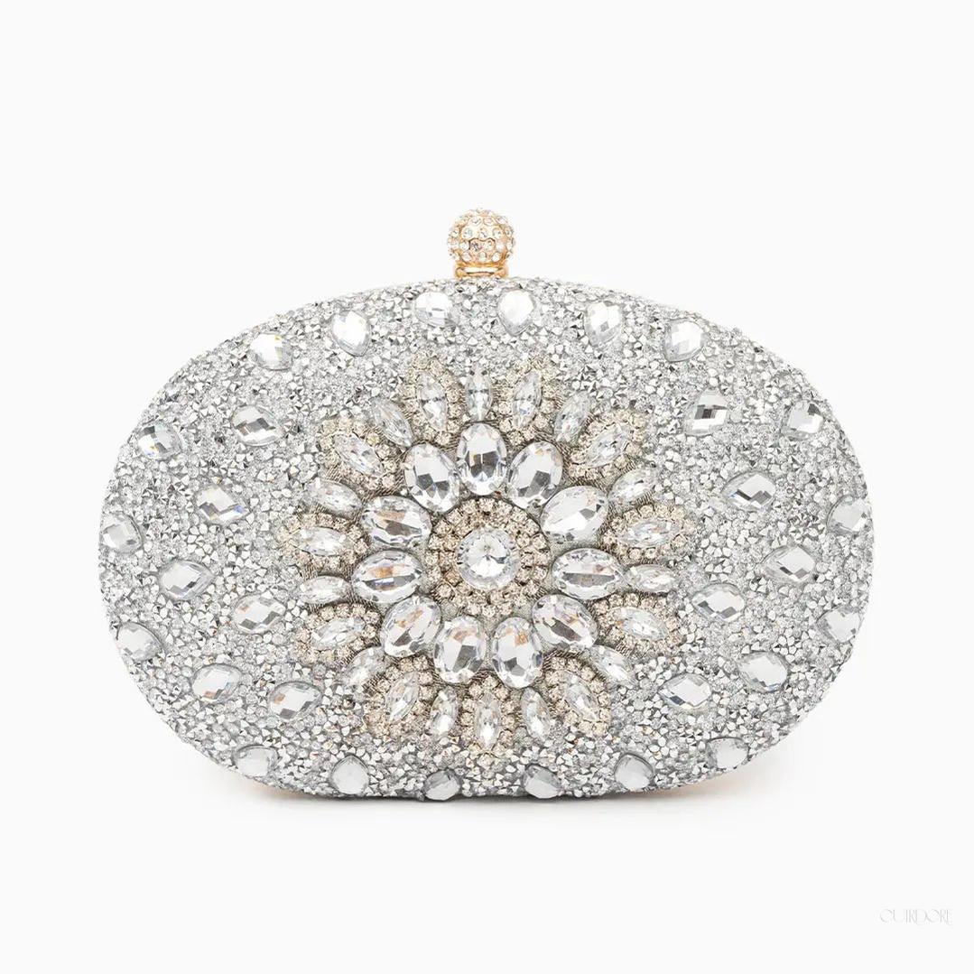 Luxury Pink Crystal Floral Evening Clutch