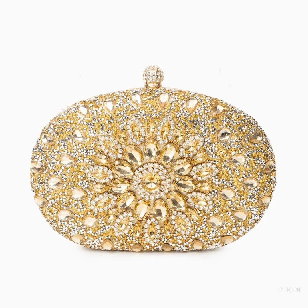 Luxury Pink Crystal Floral Evening Clutch