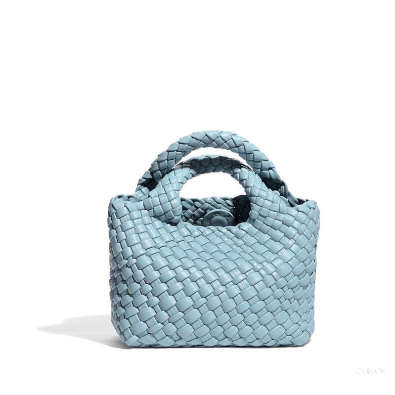 Mini Woven Top Handle Bag – Chic Handcrafted Blue Handbag