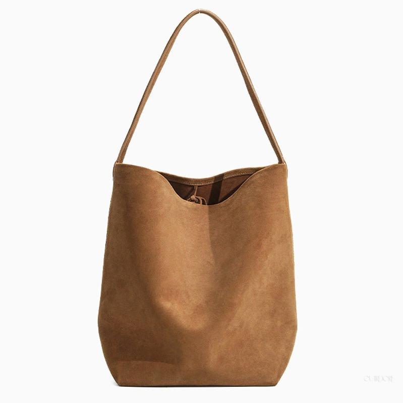 Minimalist Suede Shoulder Bag — Soft texture, timeless simplicity